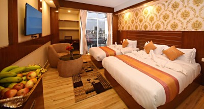 family bed with balcony